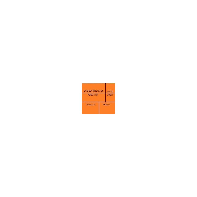 Etiquette de stérilisation double support orange 6 zones pour étiqueteuse 1158